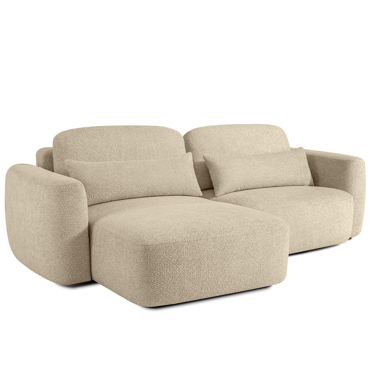 ECKSOFA links ELOSA - Beige, Holz/Textil (245/165cm) - KONSIMO®