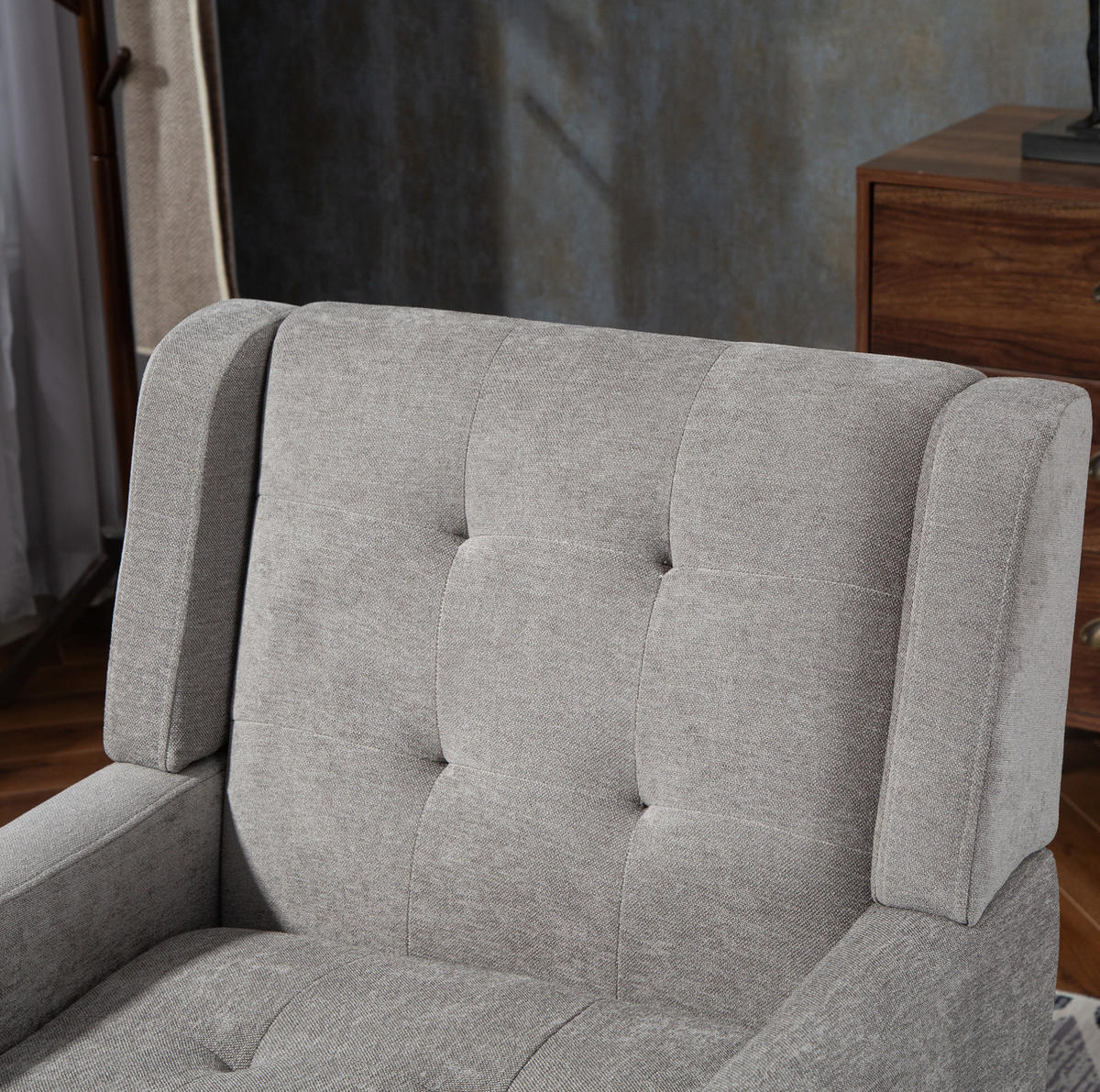 SESSEL 68/76/88 cm Light Gray aus Upholstered mit Tufting - Hellgrau, Textil (76/88/68cm) - OKMYHOME