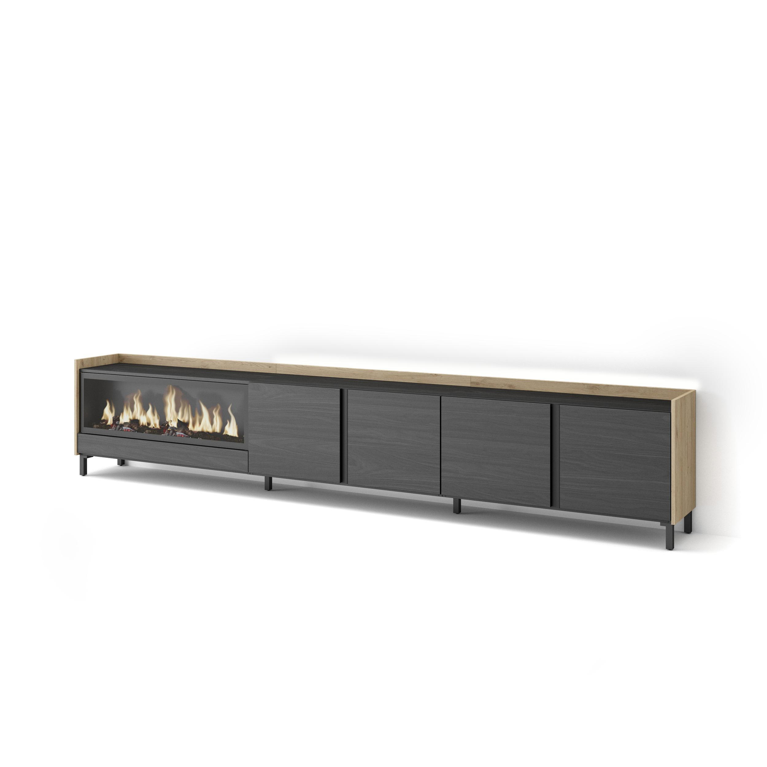 Skraut Home Lowboard, Schwarz 315x61x35 cm