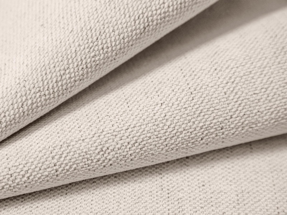 BETT mit Bettkasten und Kopfteil Campi aus strukturiertem Stoff leichtes beige 200x200cm - Creme, Textil (200/200cm) - Cosmopolitan Design