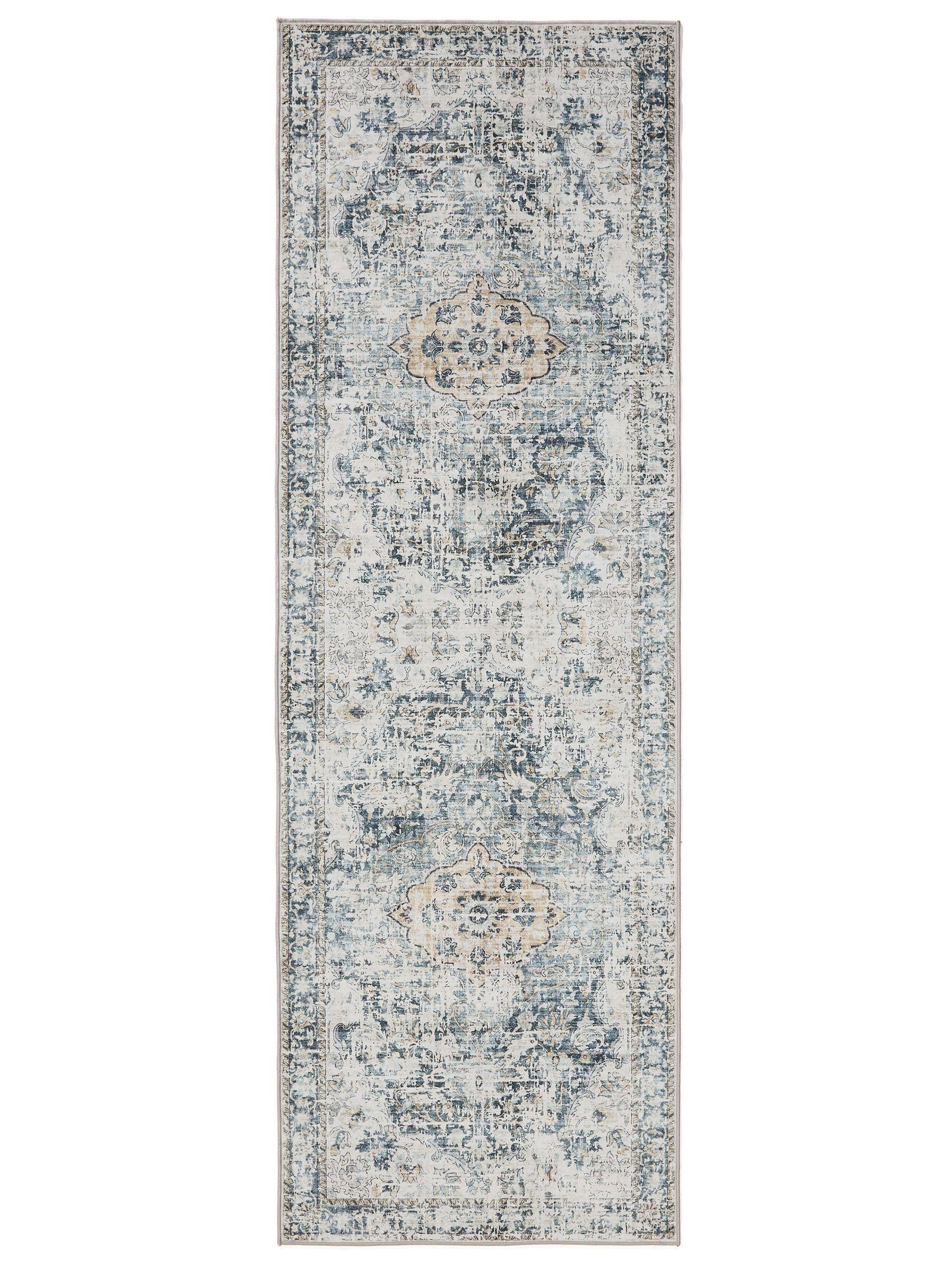 VINTAGE-LÄUFER George waschbar 80x240 cm - Blau, Kunststoff (80/240cm) - benuta
