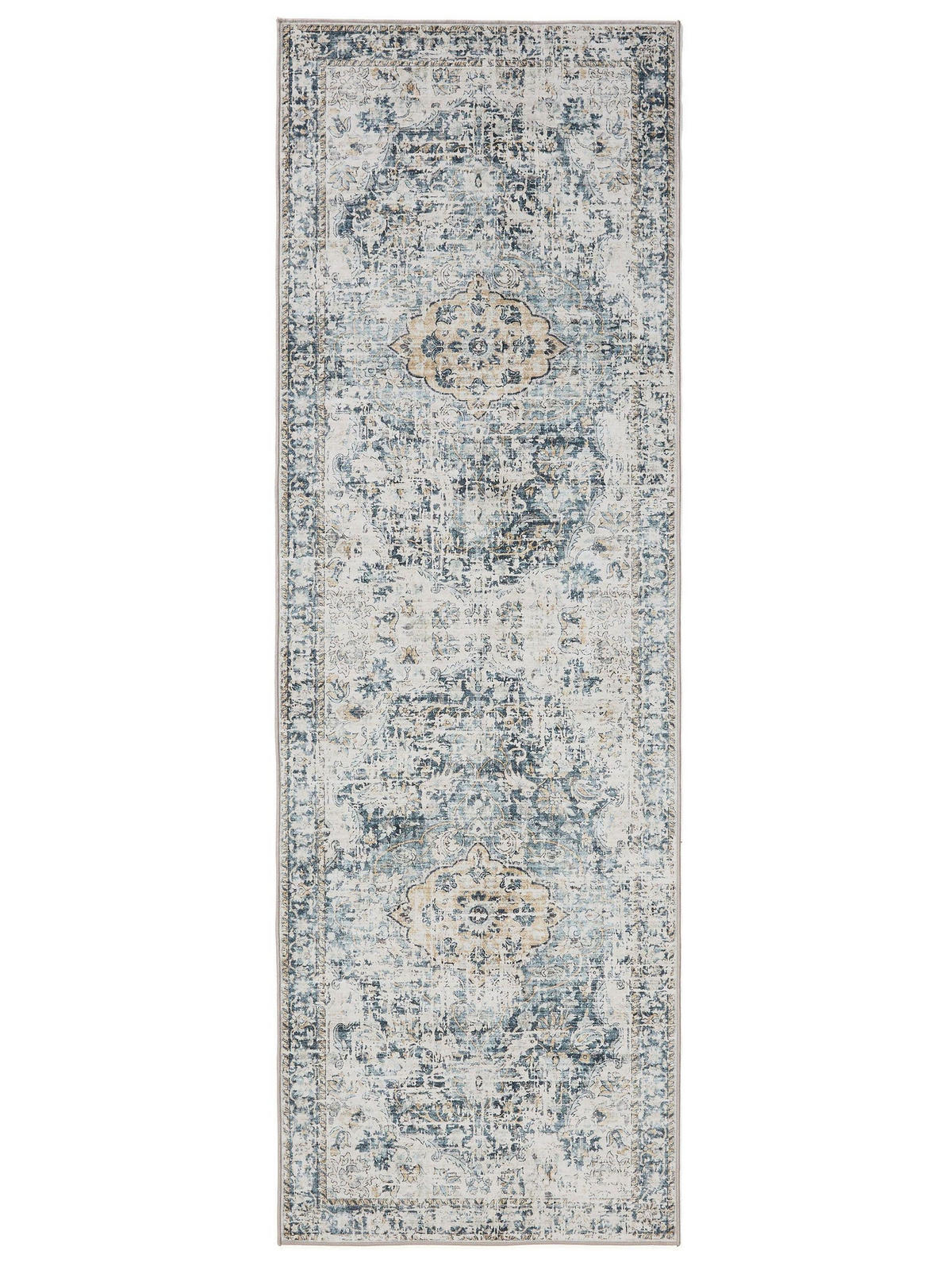 VINTAGE-LÄUFER George waschbar 80x240 cm - Blau, Kunststoff (80/240cm) - benuta