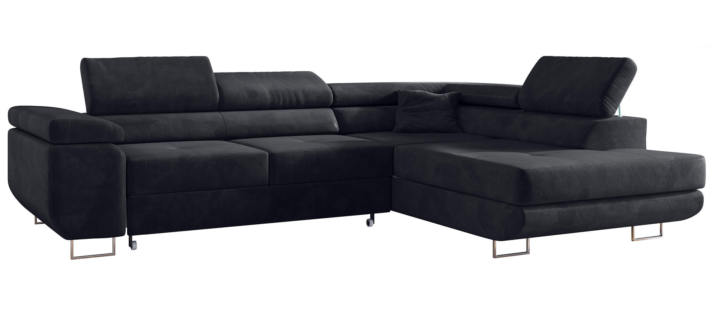 ECKSOFA GUSTAW L Dunkelgrau Velvet Rechts Seite - Dunkelgrau/Silberfarben, Textil/Metall (275/205cm) - MKS