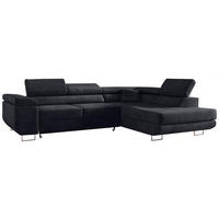 ECKSOFA GUSTAW L Dunkelgrau Velvet Rechts Seite - Dunkelgrau/Silberfarben, Textil/Metall (275/205cm) - MKS