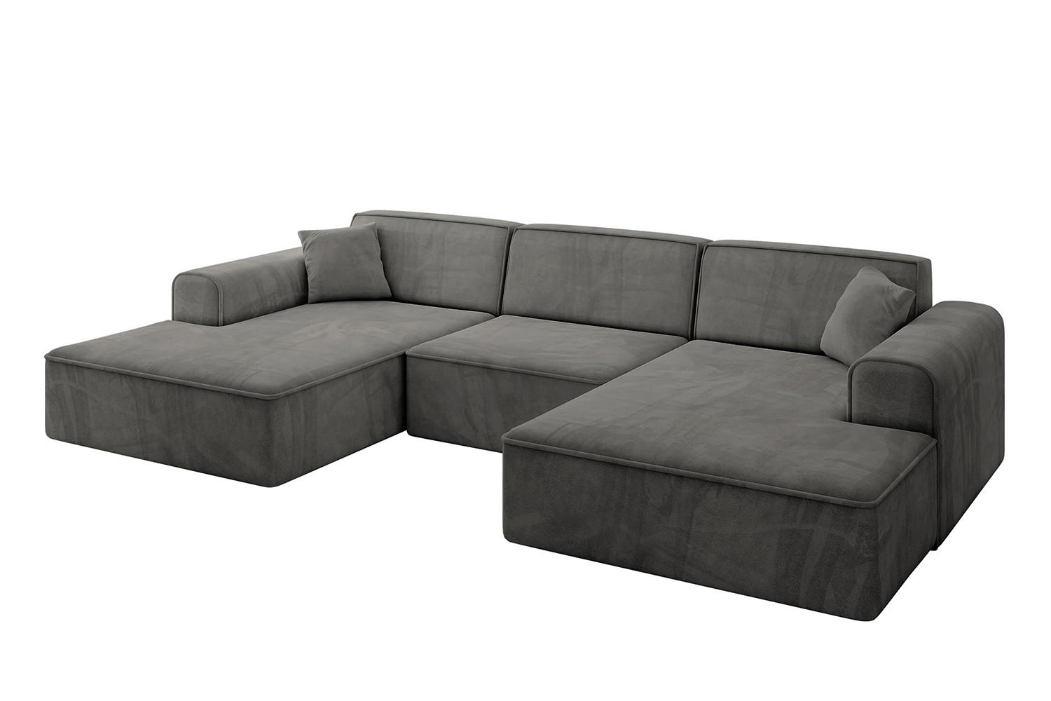 WOHNLANDSCHAFT IREA-U1-v3 - 303x171x79 cm Ecru - Anthrazit, Holzwerkstoff/Textil (303/79/171cm) - ALTDECOR