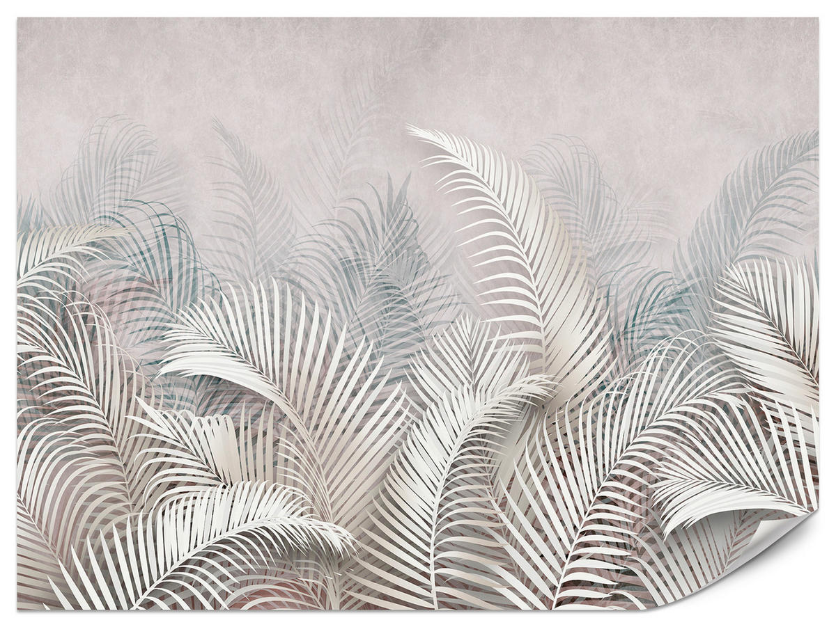 FOTOTAPETE für Schlafzimmer Tropische Blätter Palmenblätter Delikat 250x175 - Beige/Braun, Papier (250/175cm) - Muralo