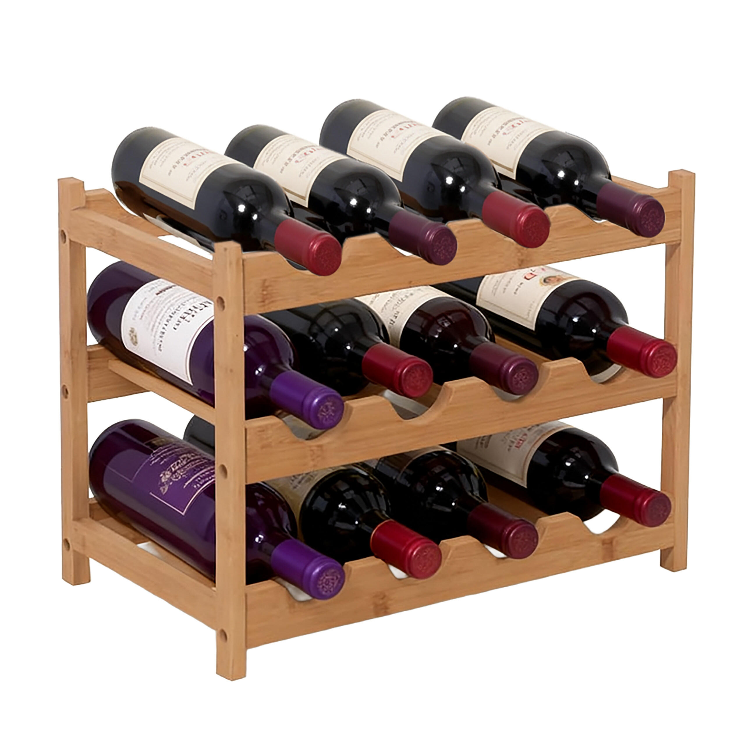 VINOVÝ regál - světle hnědá, dřevo (45/30/45cm) - Relaxdays