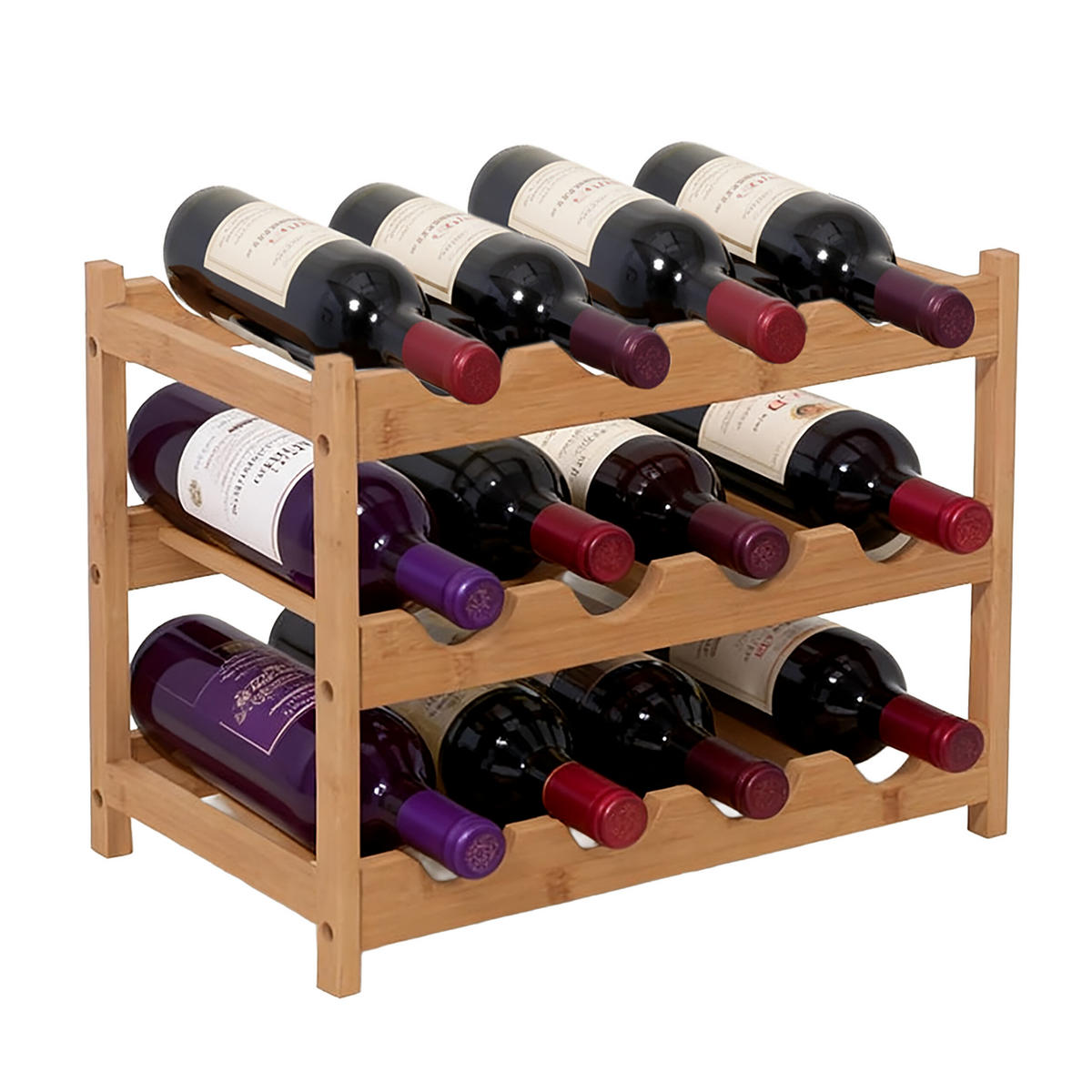 VINOVÝ regál - světle hnědá, dřevo (45/30/45cm) - Relaxdays