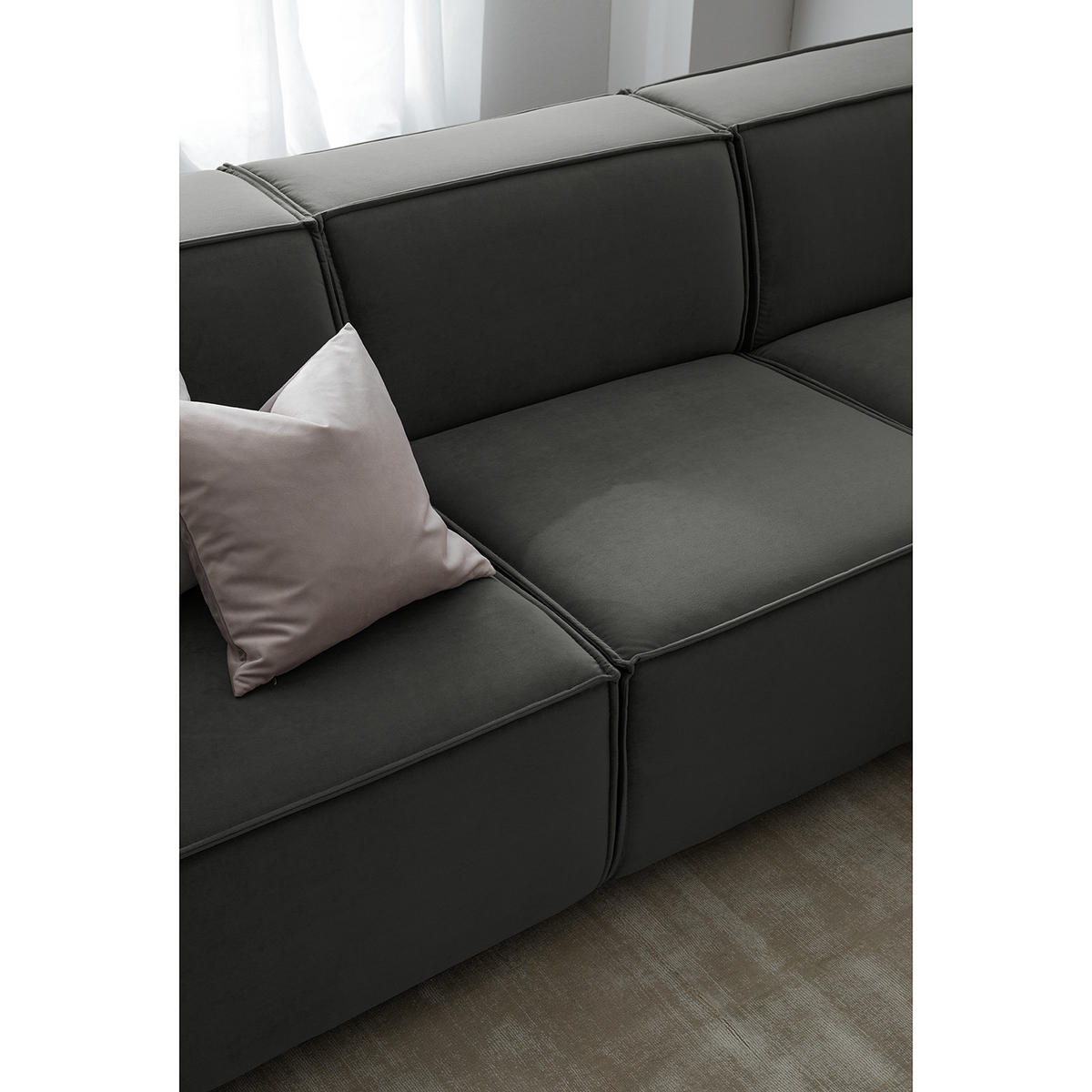 ECKSOFA mit Longchair - Schwarz/Grau, Kunststoff/Textil (260/177cm) - home24