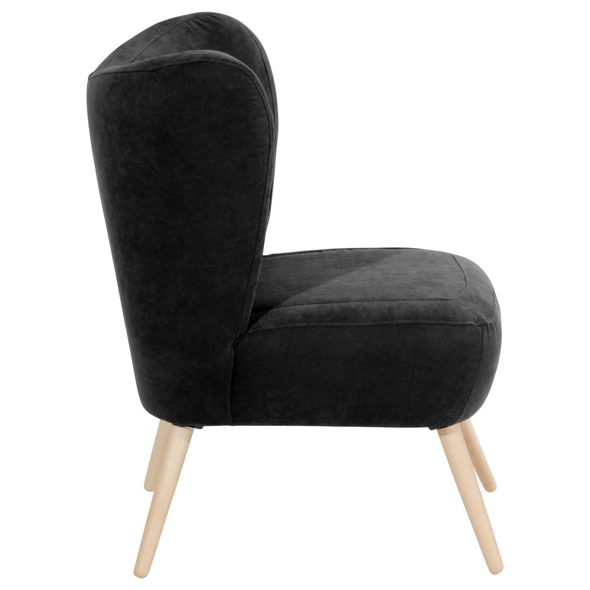 SESSEL Kathy Bezug Veloursstoff Buche natur / schwarz - Schwarz, Kunststoff (70/86/69cm) - 58aufmkessel