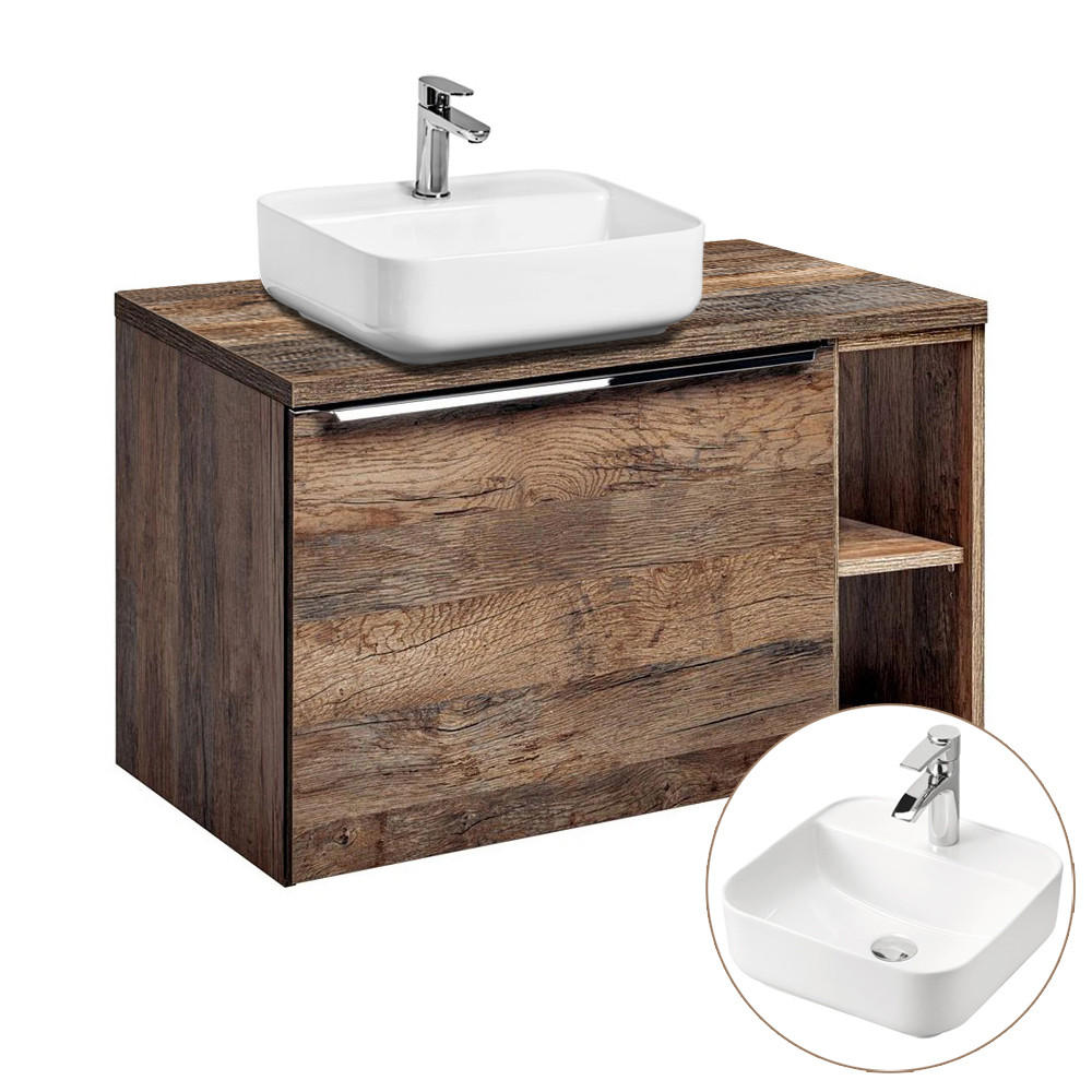 BADMÖBEL-SET 4-TLG. Puebla-56 - Braun, Holzwerkstoff (80/63/46cm) - Lomado