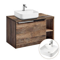 BADMÖBEL-SET 4-TLG. Puebla-56 - Braun, Holzwerkstoff (80/63/46cm) - Lomado