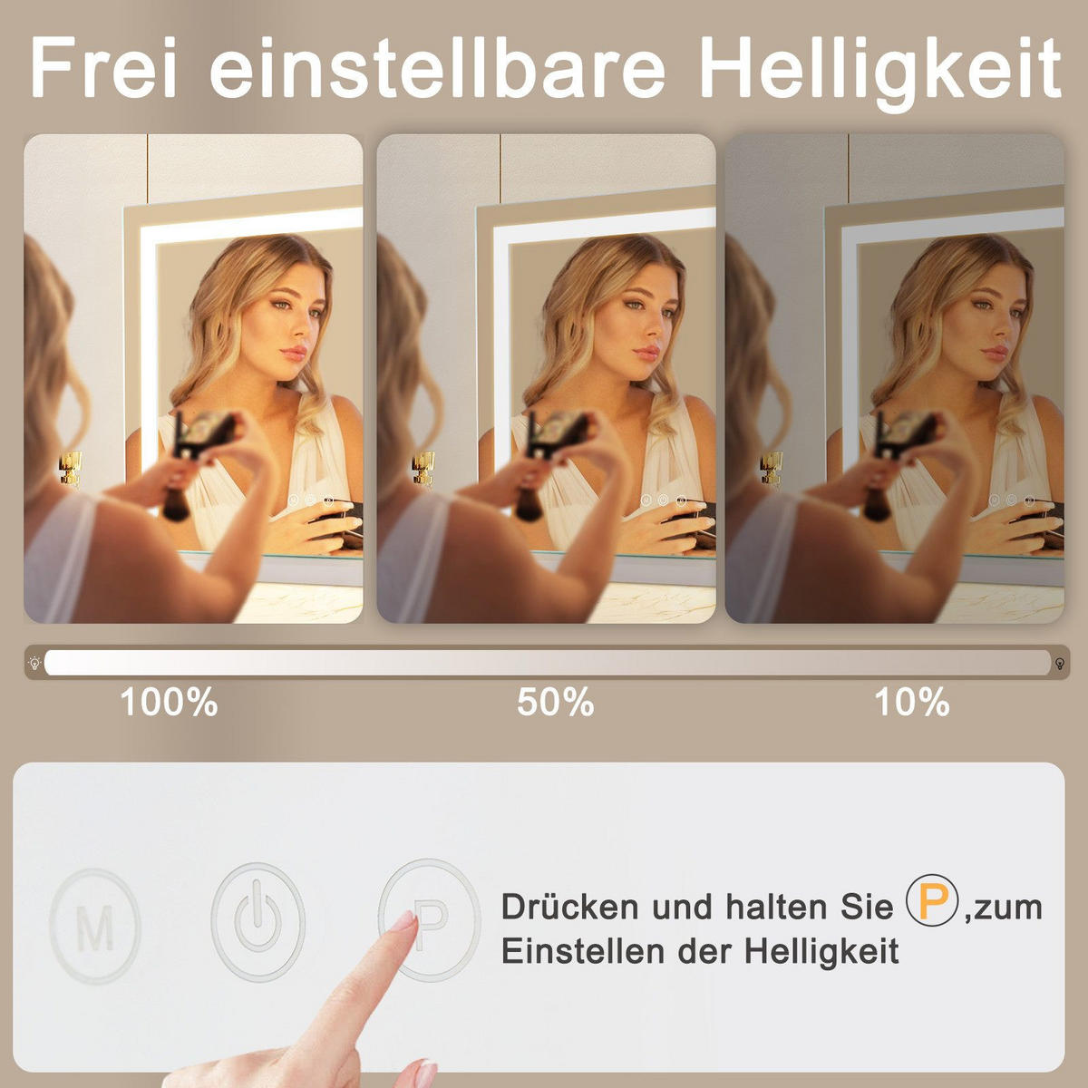 BADEZIMMERSPIEGEL BROT Ⅲ 70/55/12 cm - Weiß, Metall (70/12/55cm) - Nettlife