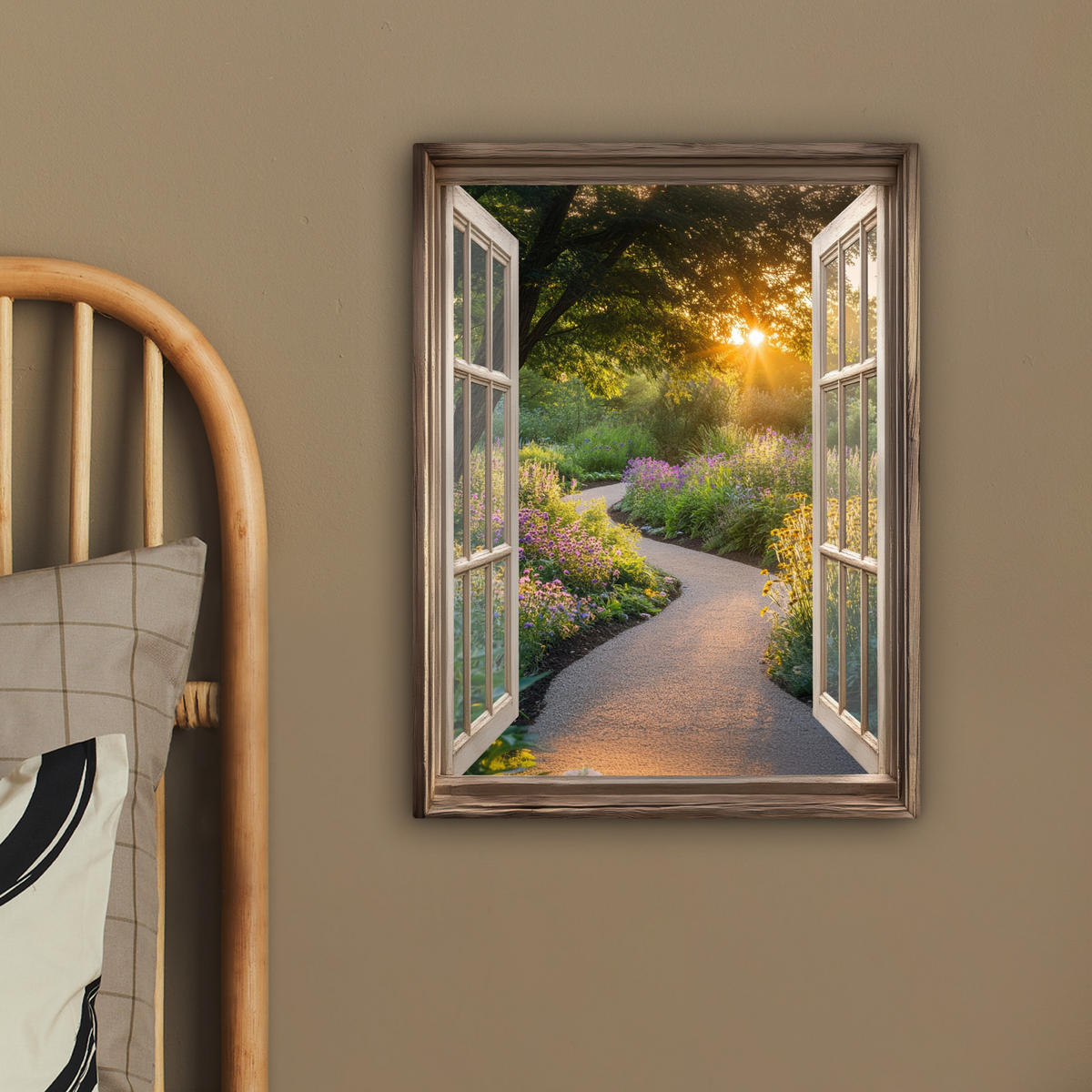 LEINWANDBILD Aussicht - Blumen - Natur - Sonne - Weg 30x40 cm - Hellgelb, Textil (30/40cm) - MuchoWow