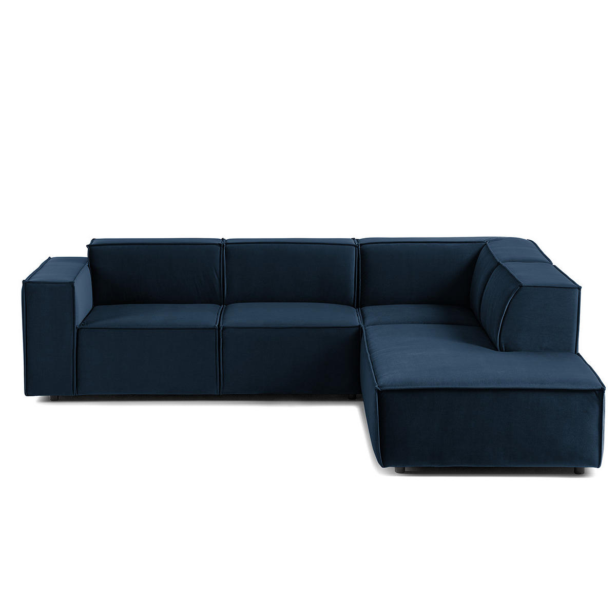 ECKSOFA mit Ottomane - Schwarz/Dunkelblau, Kunststoff/Textil (260/234cm) - home24