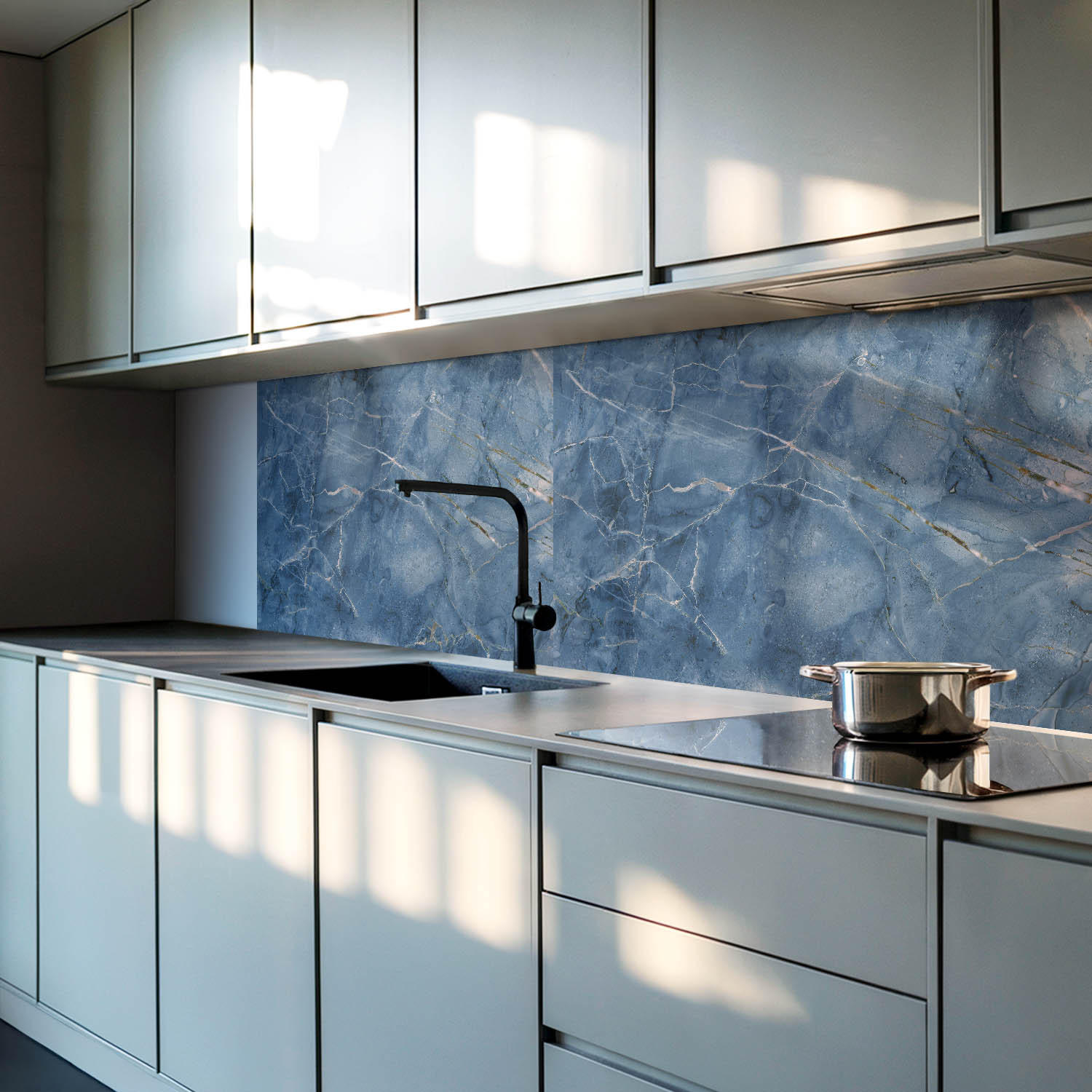 WANDPANEEL 100x50 cm selbstklebend Lazurite - Goldfarben/Dunkelblau, Kunststoff (50/1.6/100cm) - Wallfluent