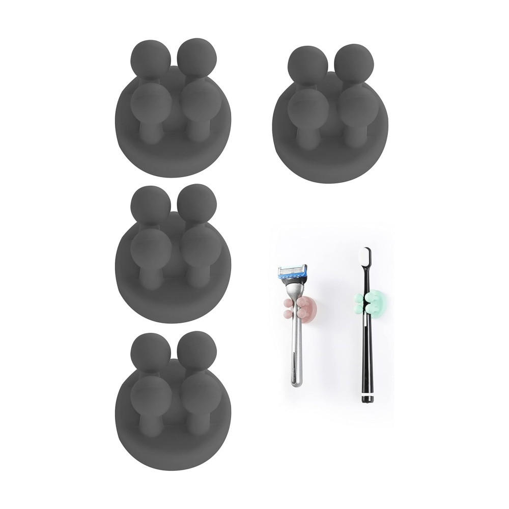 ZAHNBÜRSTENHALTER , 4er-Set Multifunktionale Silikon - Schwarz, Kunststoff (3.5/3.5/3.5cm) - BELZ