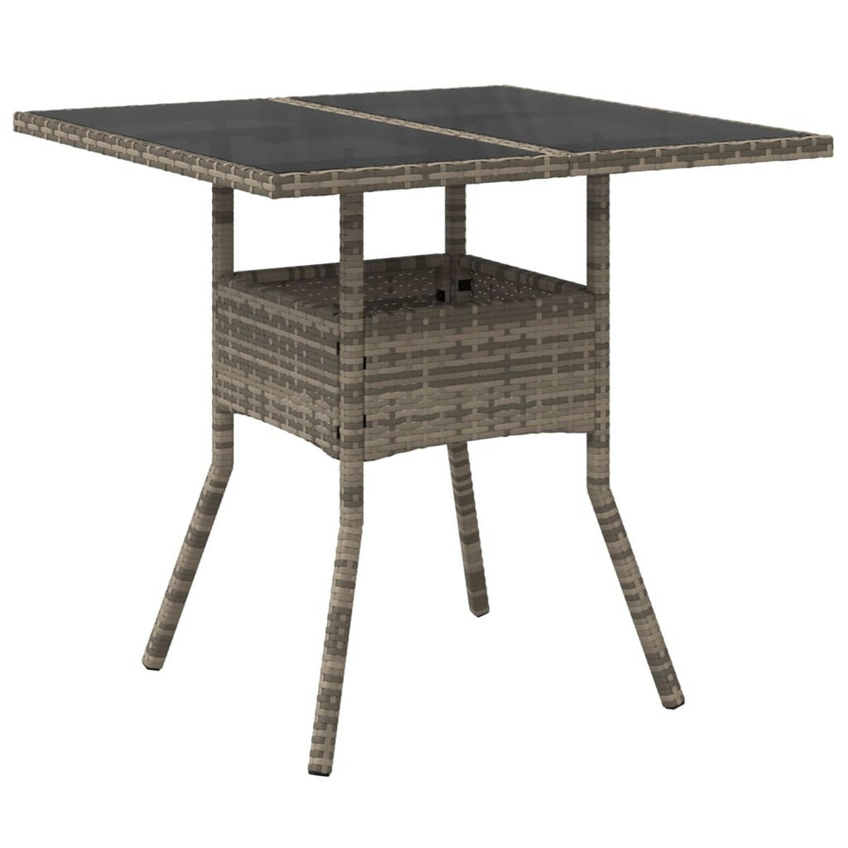 GARTEN-ESSGRUPPE 3-teilig Mit Kissen Grau Poly Rattan Und Glas - Grau, Kunststoff - vidaXL