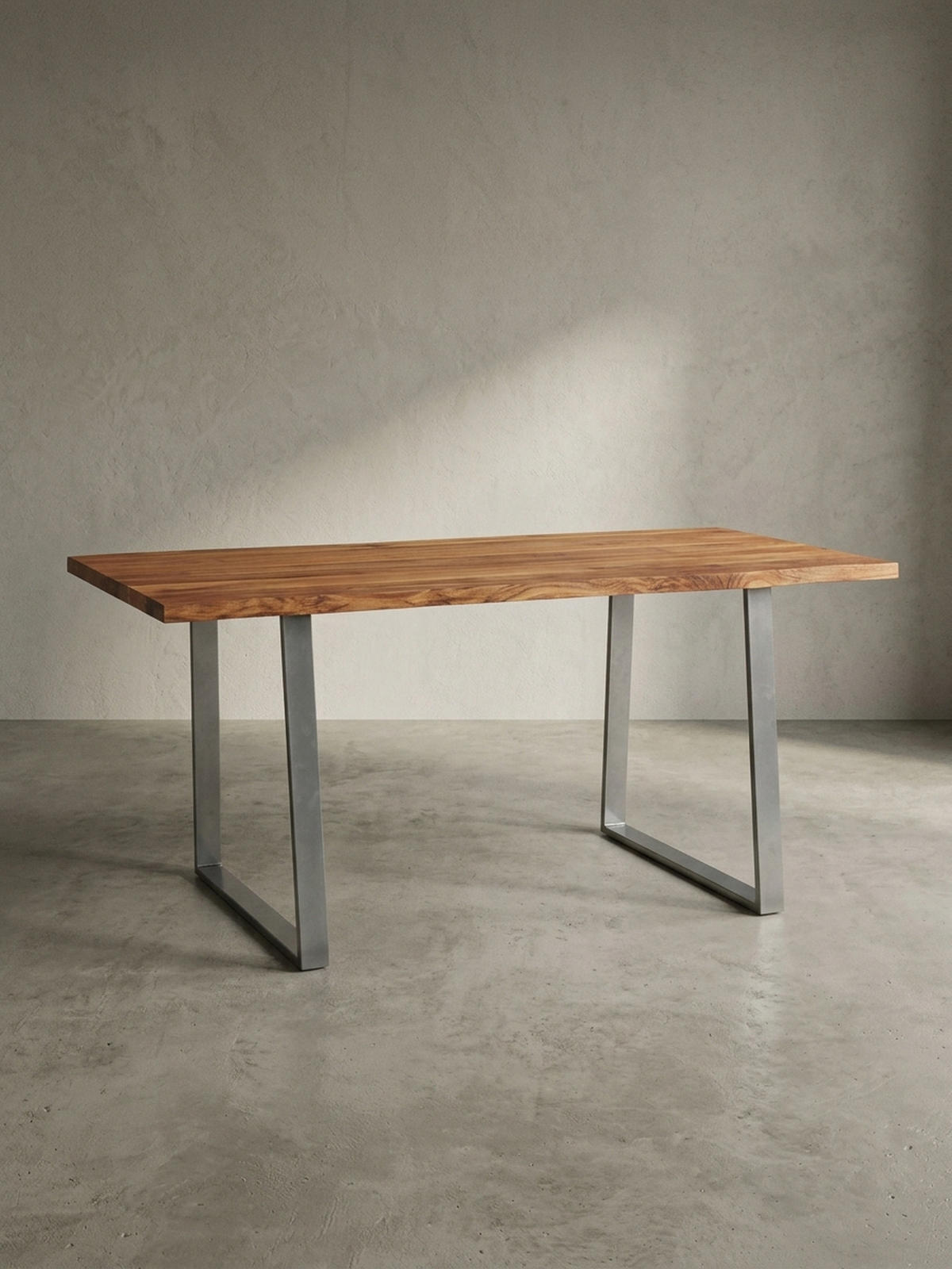 SCHREIBTISCH Massivholz Baumkante Chromgestell Handarbeit TARN, Goldbraun-Chrom 200x100x76 cm - Chromfarben/Braun, Holz/Metall (100/200/76cm) - KADIMA DESIGN