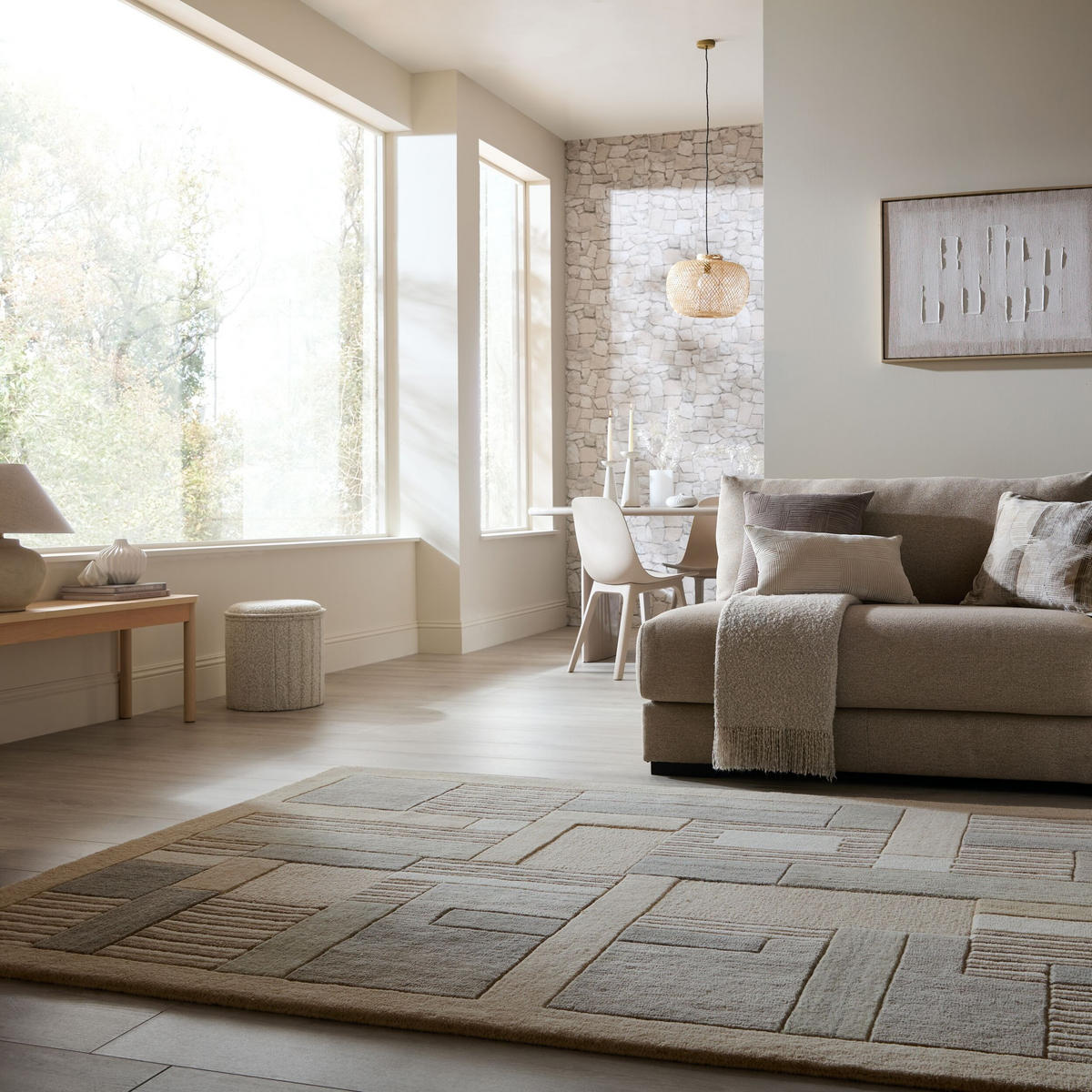 WOLLTEPPICH EDALE, geometrisch, Natur, 200 x 300 cm - Beige, Textil (200/300cm) - KADIMA DESIGN