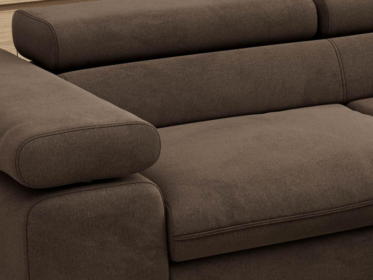 ECKSOFA PABLO L Braun Velvet - Rechts Seite - Schwarz/Braun, Textil/Metall (273/208cm) - MKS