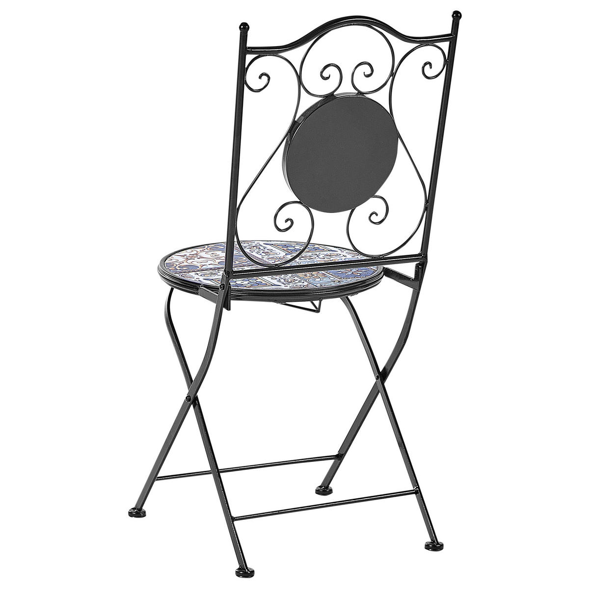 GARTENSTUHL 2er-Set Metall Schwarz Civita - Blau/Schwarz, Metall (40/90/45cm) - Beliani