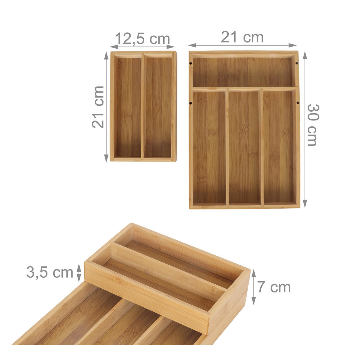 BESTECKEINSATZ - Hellbraun, Holz/Holzwerkstoff (21/7/30cm) - Relaxdays