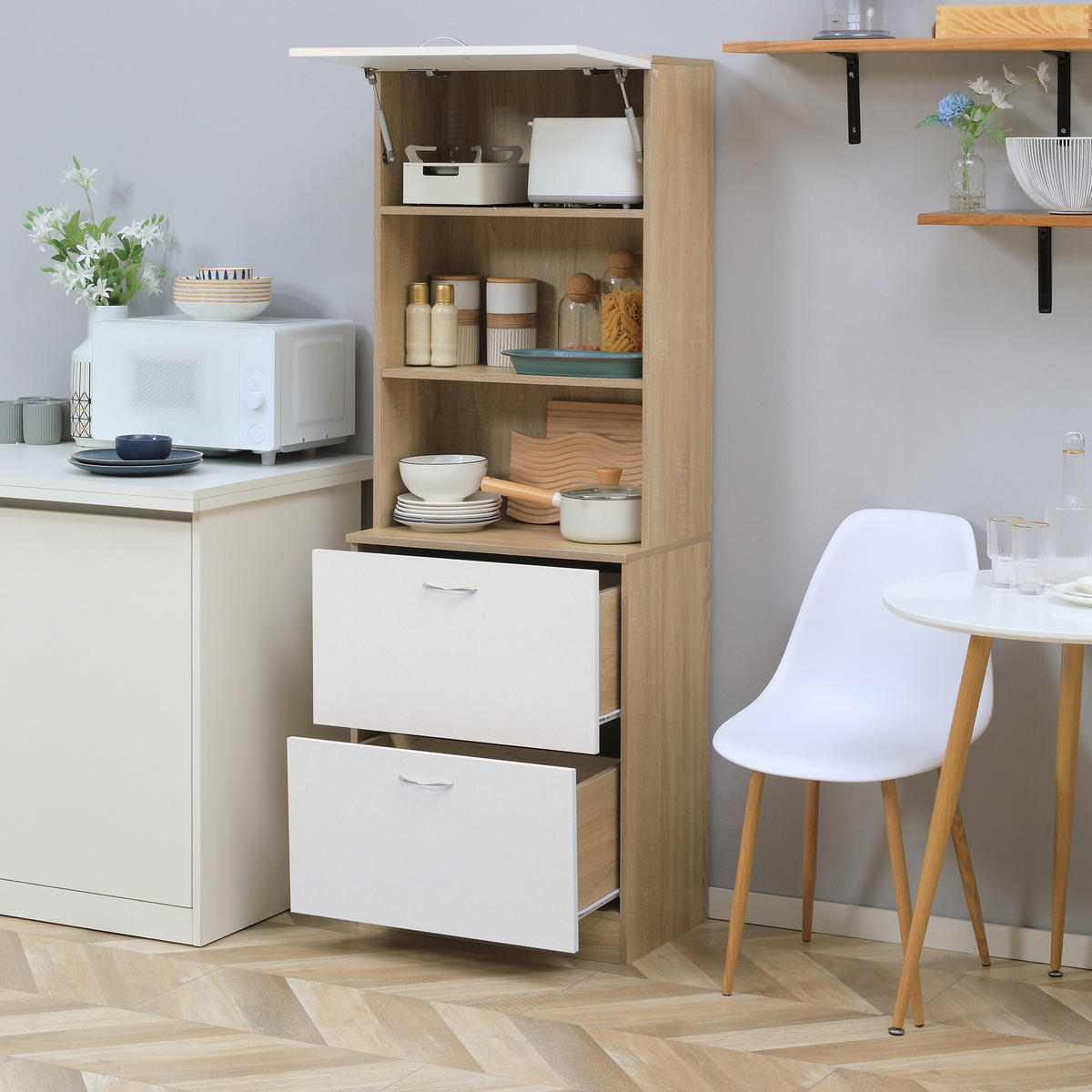 HIGHBOARD DE-11021 2 Schubladen Weiß - Weiß, Holzwerkstoff (38/168/60cm) - ComfortXL
