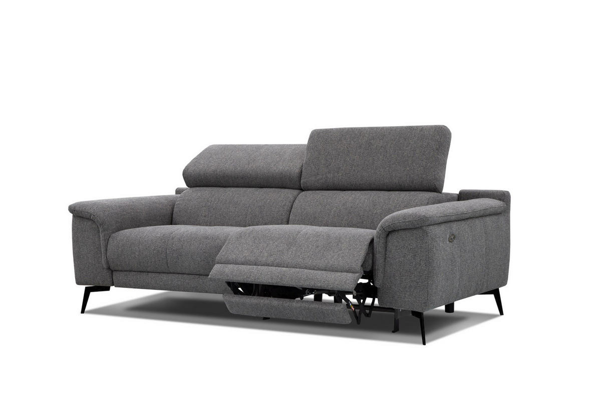 RELAXSOFA FIERO 3-Sitzer mit 1 Relaxfunktion, dunkelgrau - Dunkelgrau/Schwarz, Holzwerkstoff/Textil (212/82/103cm) - Courtois Laville