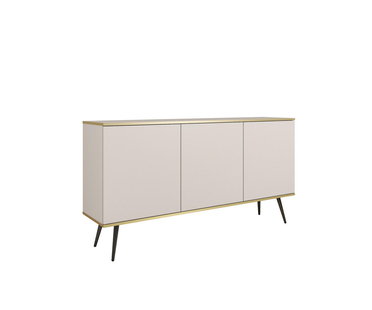 KOMMODE ORO - K-160, 2-Türen, 2-Schubladen, Push-to-Open 160x39x85 cm Beige/Schwarz - Beige/Schwarz, Holzwerkstoff/Kunststoff (160/85/39cm) - DomoHome