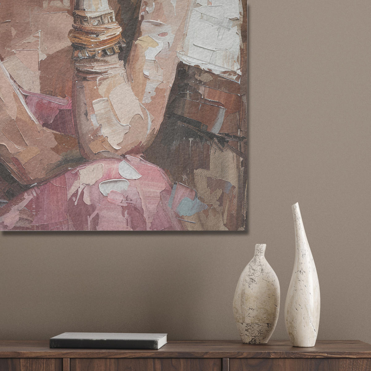 AKUSTIKBILD Frau - Lackierung - Porträt - Modern Wanddeko 60x90 cm - Altrosa, Kunststoff (60/90/0.9cm) - MuchoWow