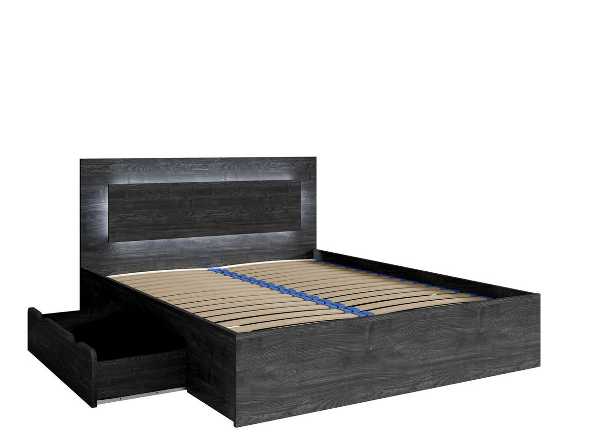 BETT TORVAN – 180×200 cm - mit lattenrost und Schubladen Portland Eiche - Eichefarben, Holzwerkstoff (180/200cm) - Milaros Markt
