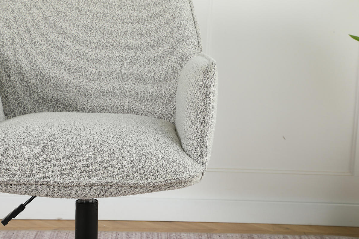 BÜRODREHSTUHL - Bouclé / Eisen - Greige/Schwarz, Textil/Metall (57/85/62cm) - home24