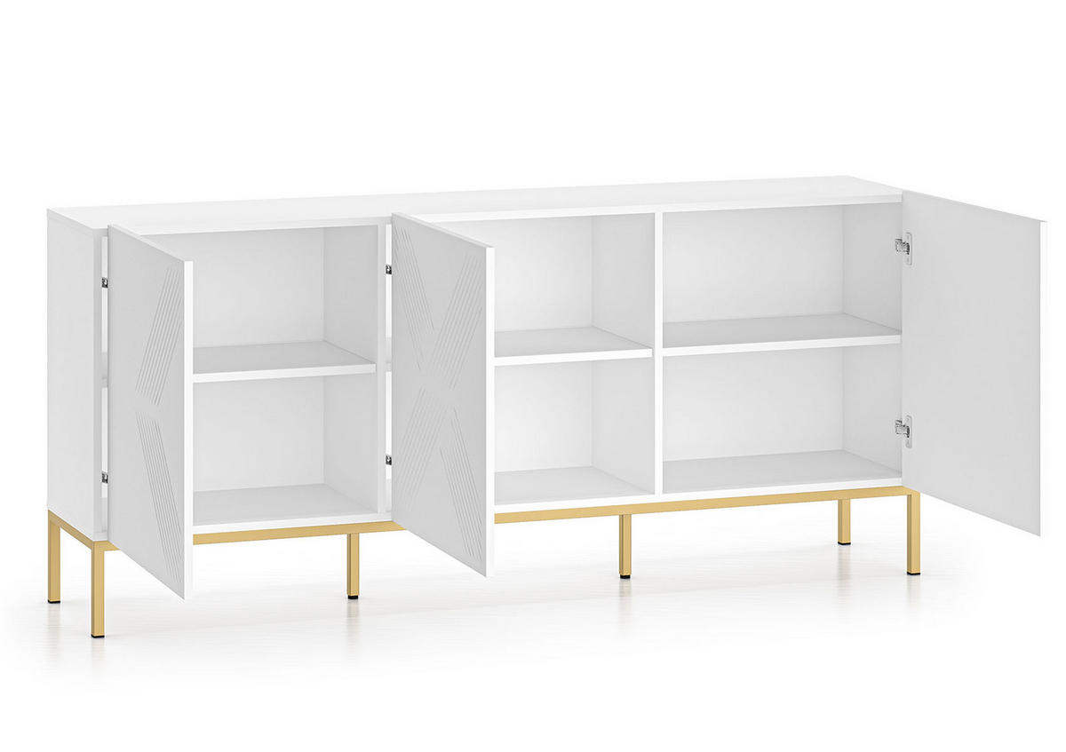SIDEBOARD Clearing weiß / gold 170 / 37 / 77cm - Goldfarben/Weiß, Holz/Holzwerkstoff (170/77/37cm) - Feldmann-Wohnen