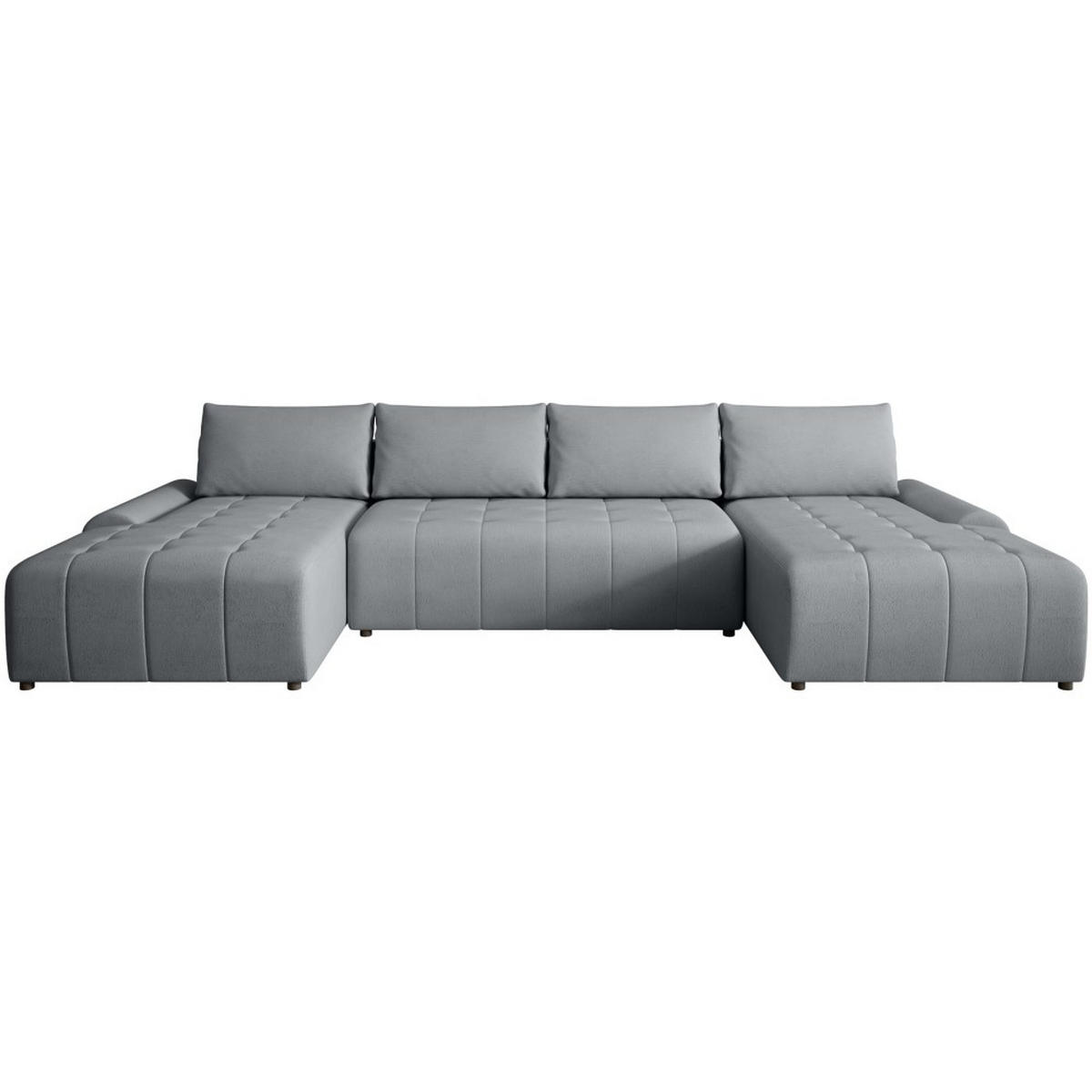 WOHNLANDSCHAFT Costa U Dunkelgrau, Velours - Dunkelgrau/Schwarz, Kunststoff/Textil (367/80/169cm) - Beautysofa