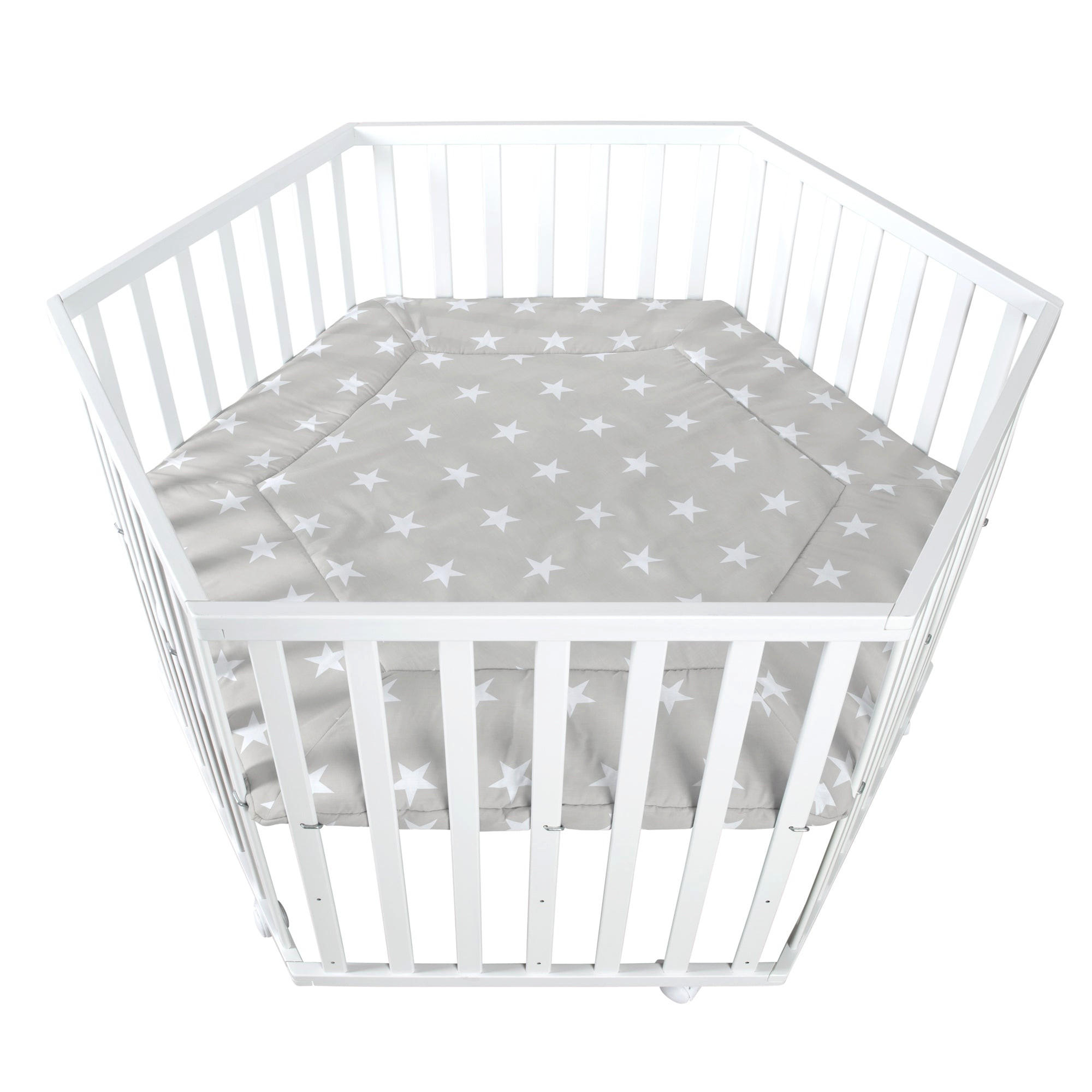 LAUFGITTER 6-eckig, Little Stars - Weiß, Holzwerkstoff (118.5/72.5/103.5cm) - Roba