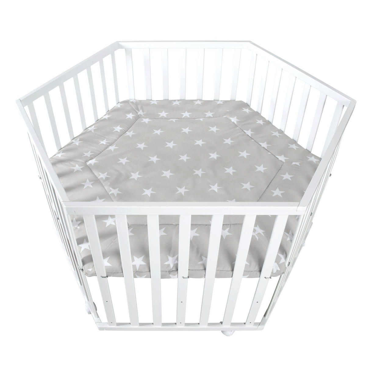 LAUFGITTER 6-eckig, Little Stars - Weiß, Holzwerkstoff (118.5/72.5/103.5cm) - Roba