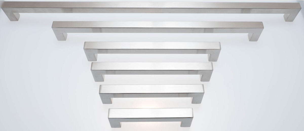 MÖBELGRIFF BA 480 mm Edelstahl gebürstet Küchengriff eckig Vierkant 14x14 mm - Edelstahlfarben, Metall (1.4/3.5/49.4cm) - Livingpoint24