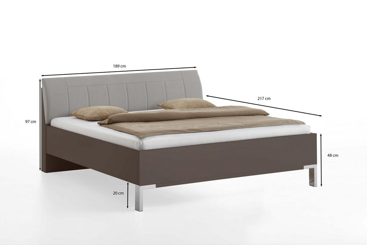 SCHLAFZIMMER Sentara in Havanna und Kieselgrau 4-teilig mit Kleiderschrank 300cm Breite inklusive Beleuchtung, Doppelbett 180x200cm, zwei Nachttische - Braun, Holzwerkstoff (80/200/120cm)