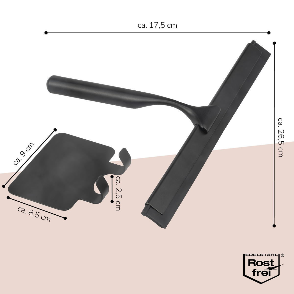 DUSCHABZIEHER PIAZZA BLACK TAPE schwarz - Schwarz, Metall (26.5/17.5/2.5cm) - bremermann