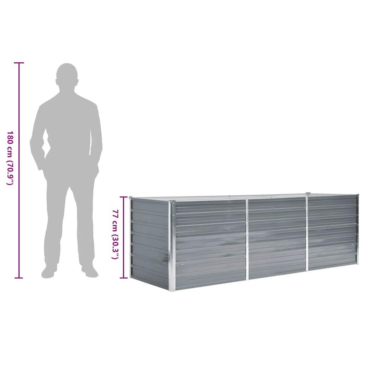 GARTEN-HOCHBEET Verzinkter Stahl 240/80/77 Cm Grau - Grau, Metall (80/77/240cm) - vidaXL