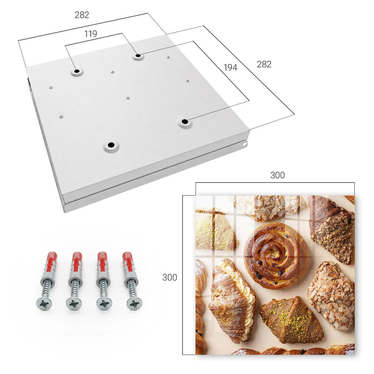SCHLÜSSELBOX Weiß 30x30 cm – Türöffnung nach rechts - Süßigkeiten - Braun, Metall (30/30/5cm) - TULUP