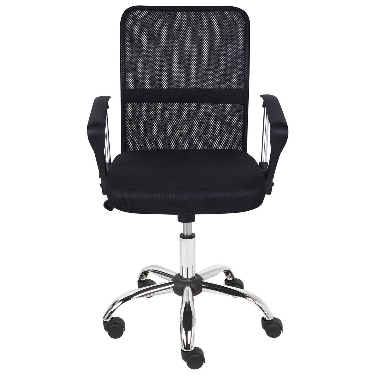 BÜROSTUHL Schwarz Best - Silberfarben/Schwarz, Textil (55/94/55cm) - Beliani