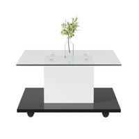 COUCHTISCH 80/80/40 cm in Weiß/Schwarz aus Spanplatte mit LED-Lichtband - Weiß, Holzwerkstoff (80/80/40cm) - OKMYHOME