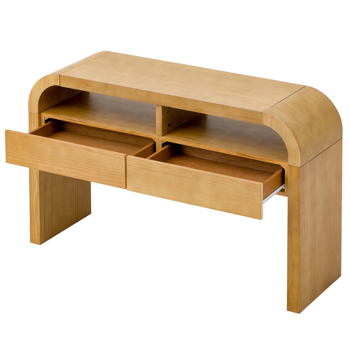 KONSOLENTISCH mdf in natur-holzoptik, geschwungene kanten & 2 schubladen - Naturfarben, Holzwerkstoff (35.5/120/76.5cm) - Urban Meuble