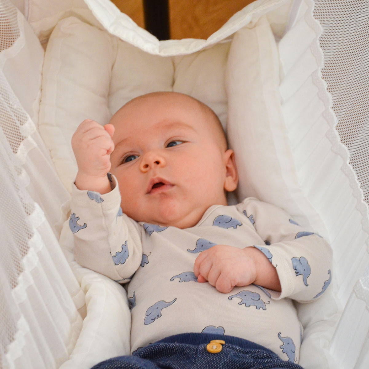 BABY-FEDERWIEGE inkl. Gestell, 205cm, bis 15kg, Weiß - Weiß, Textil (79/205/112cm) - Amanka
