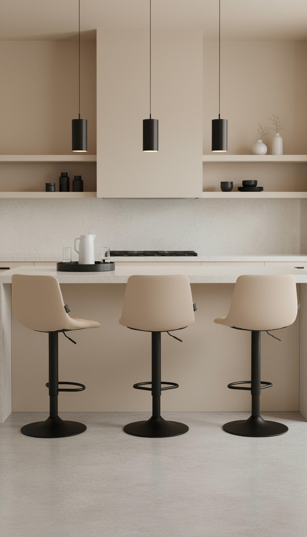 BARHOCKER James Kunstleder schwarz creme - Creme/Schwarz, Kunststoff/Metall (43/108.5/46.5cm) - TPFLiving