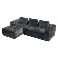 4-SITZER ECKSOFA Polyester Grau mit Becherhaltern - Grau, Textil (258/163cm) - WISHDOR