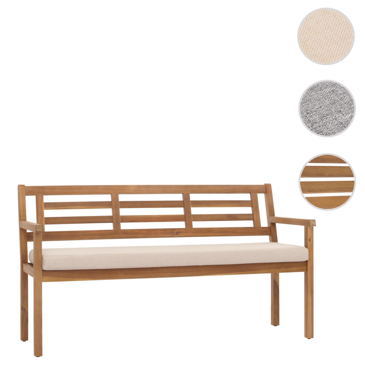 GARTENBANK 82x145x59cm Kissen Creme-Beige - Braun, Holz (145/82/59cm) - PROREGAL