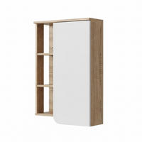 BADSCHRANK Karen Sonoma/Weiß 50 x 75 cm mit Tür und offenen Fächern - Weiß/Sonoma Eiche, Holzwerkstoff (50/75/20cm) - Vicco